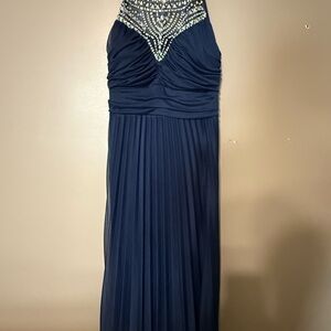 B Darlin Navy Blue Embellished Prom Dress